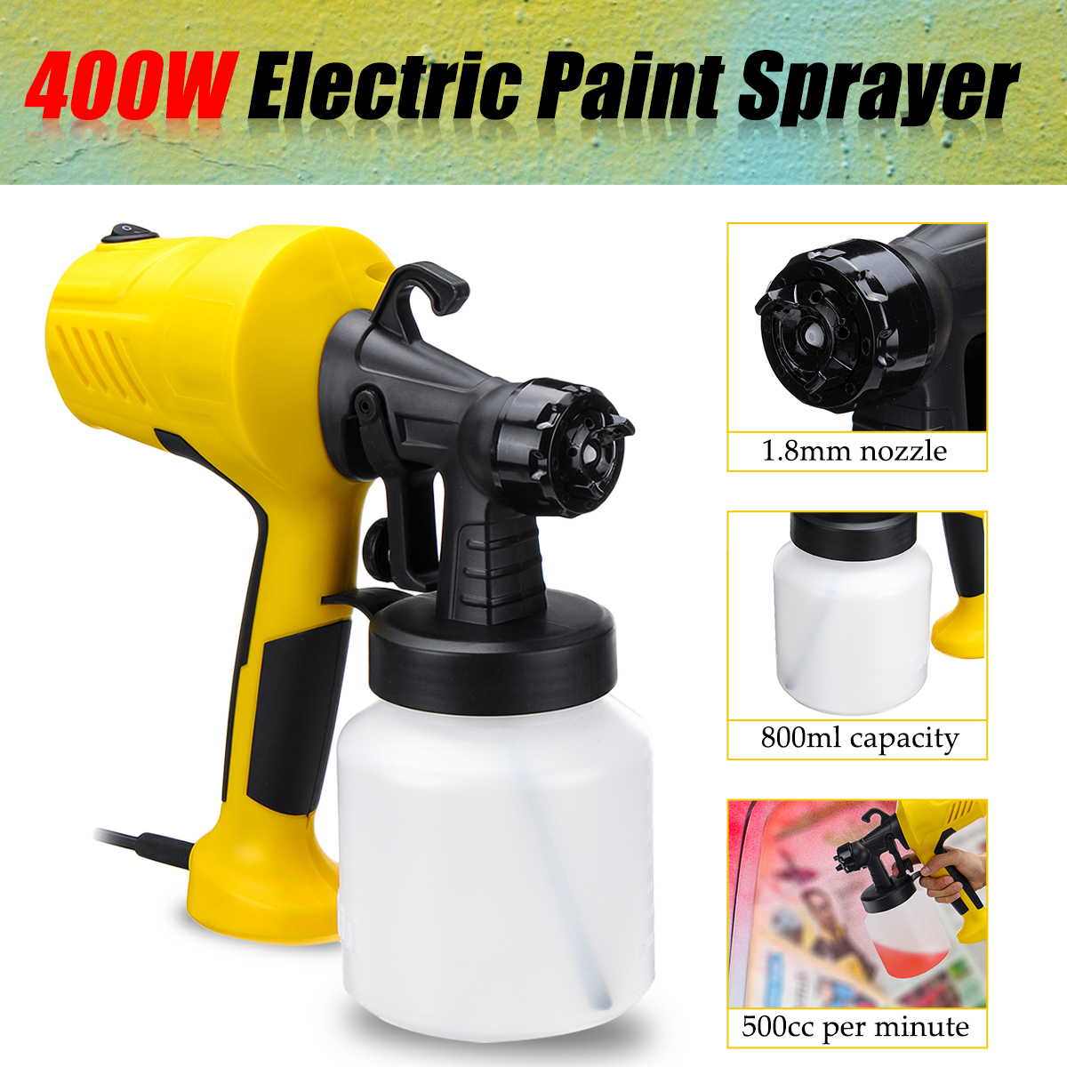 Electric-Spray-Paint-Sprayer-Compressor-for-Car-Wood-Wall-with-Flow-Control-1701162-3
