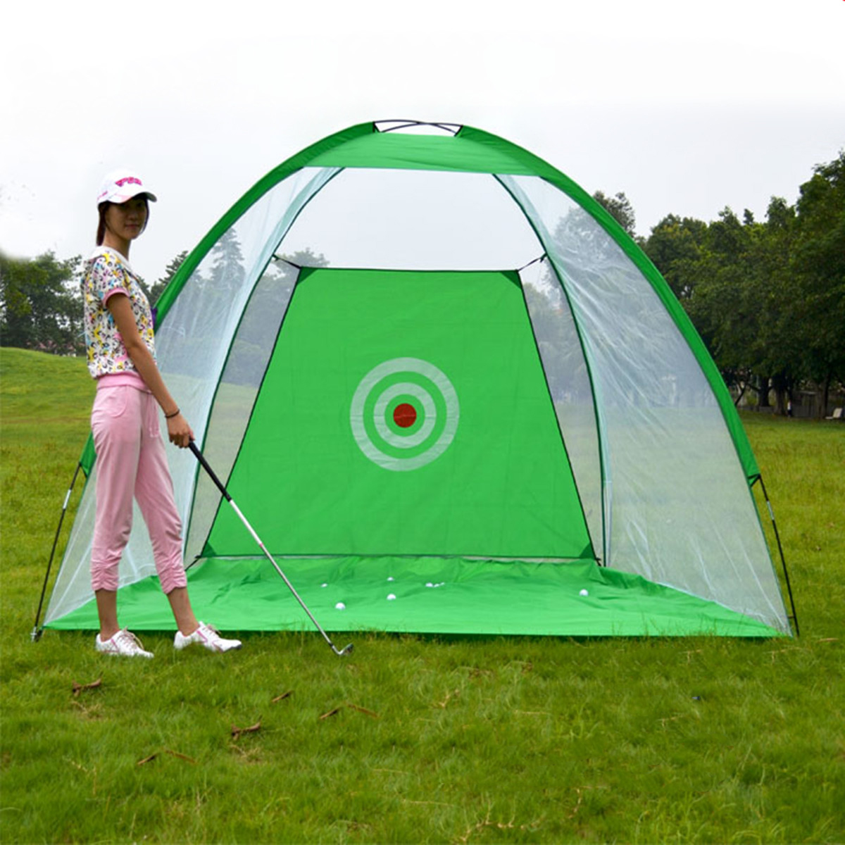 200x140cm-Foldable-Easy-Golf-Hitting-Cage-Practice-Net-Club-Trainer-Golf-Training-Net-Sport-Aid-Mat--1190891-3