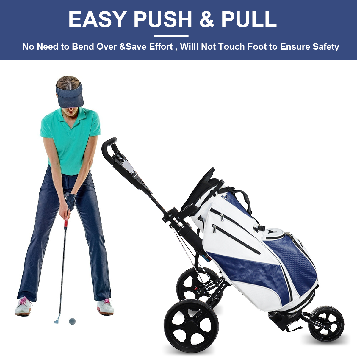 3-Wheel-Folding-Golf-Cart-Pull-Push-Trolley-with-Scorecard-Cup-Holder-Foot-Brake-Outdoor-Sport-1839339-7