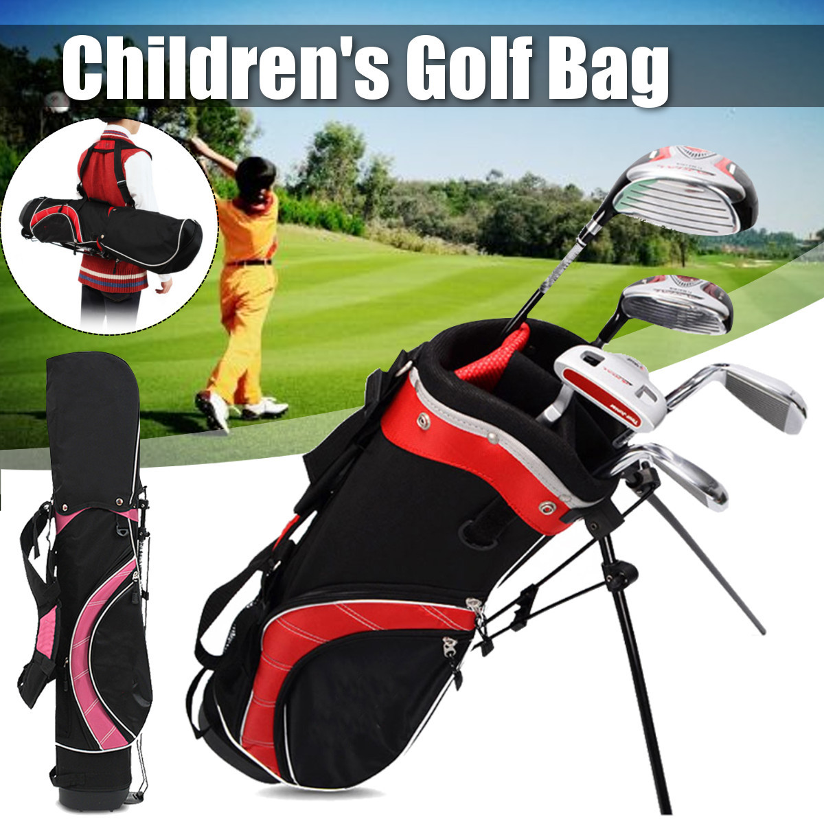 Childrens-Golf-Bag-Golf-Support-Ultra-Light-Stand-Portable-Large-Capacity-Double-Shoulder-Strap-For--1810143-1