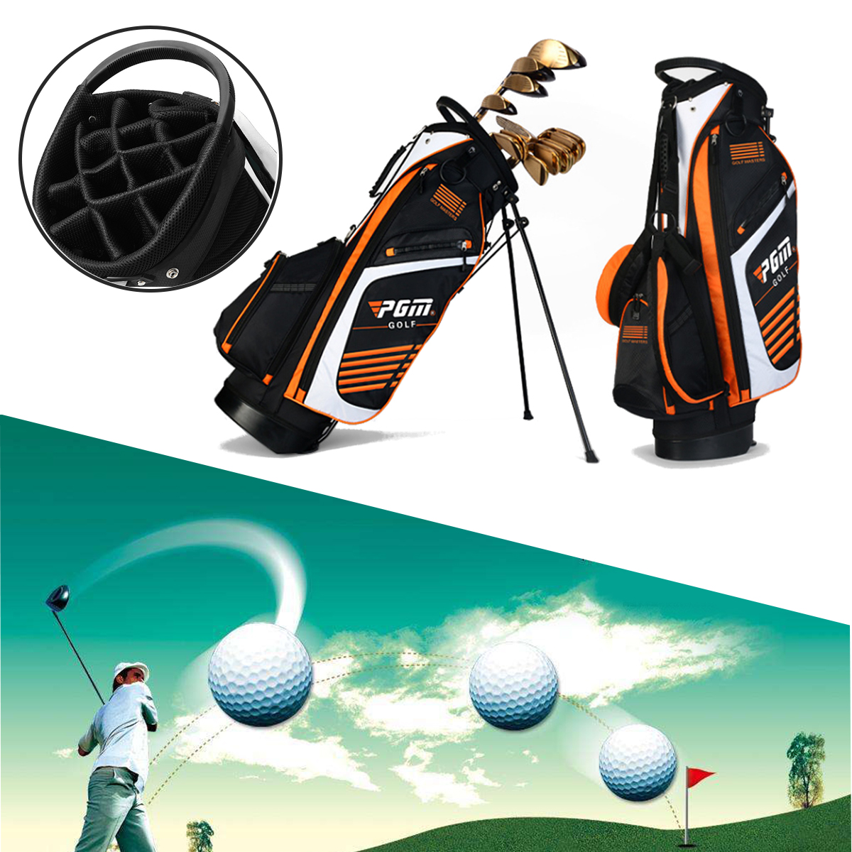 PGM-Golf-Club-Stand-Cart-Bag-Full-Length-Divider-Shoulder-Strap-14-Pocket-Organised-Outdoor-Sport-Go-1361442-4
