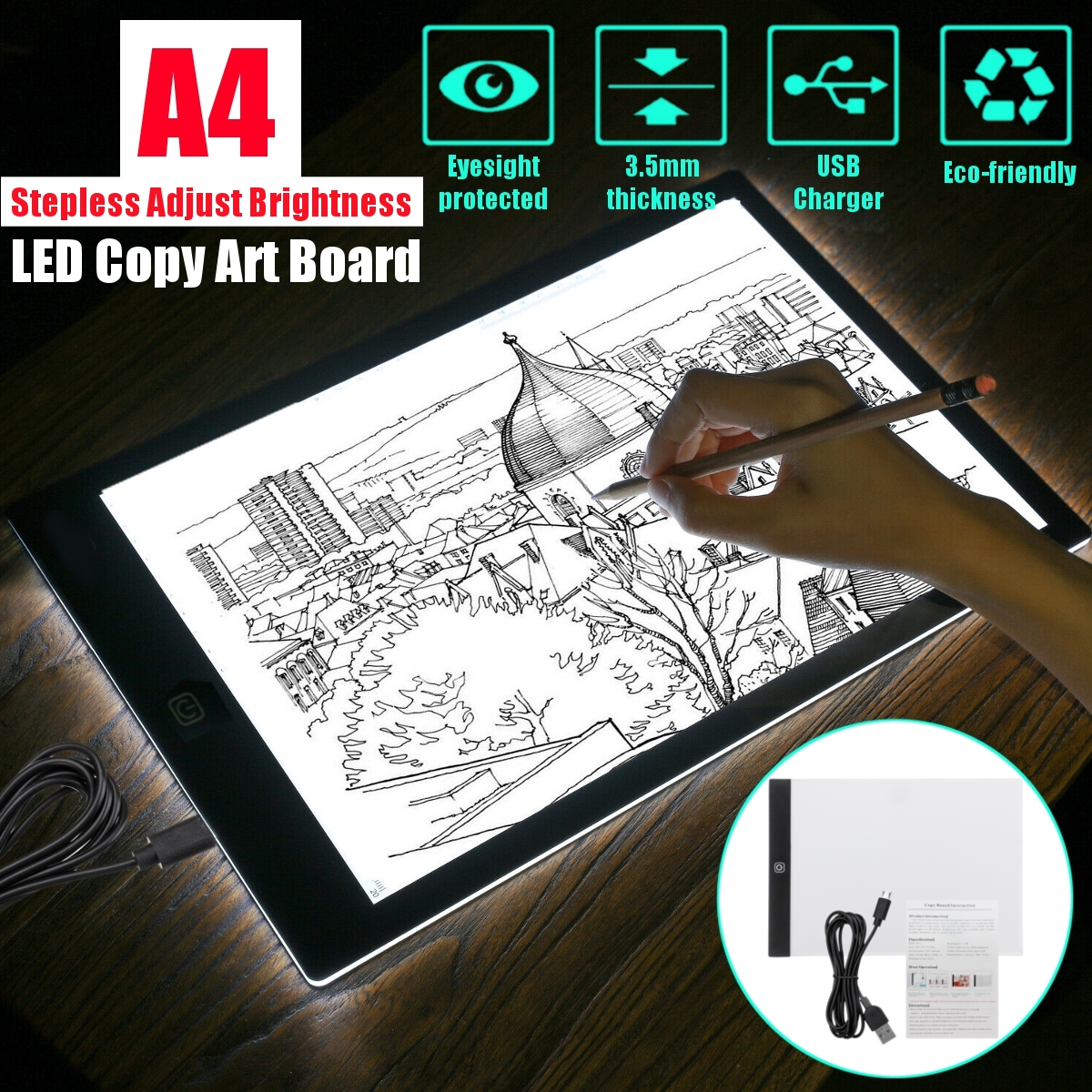A4-Size-Stepless-Dimming-LED-Copy-Table-Copying-Drawing-Board-Handwritten-Comic-Sketch-Light-Guide-P-1628037-9