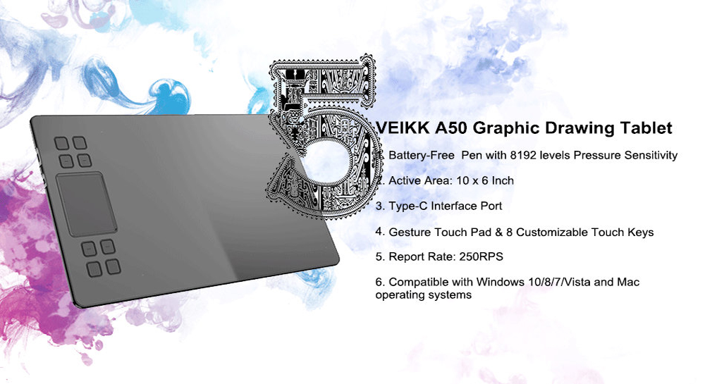 VEIKK-A50-10x6-Inch-Work-Area-Graphics-Drawing-Tablet--with-8-Hotkeys--Gesture-Touch-Pad-8192-Levels-1976001-1