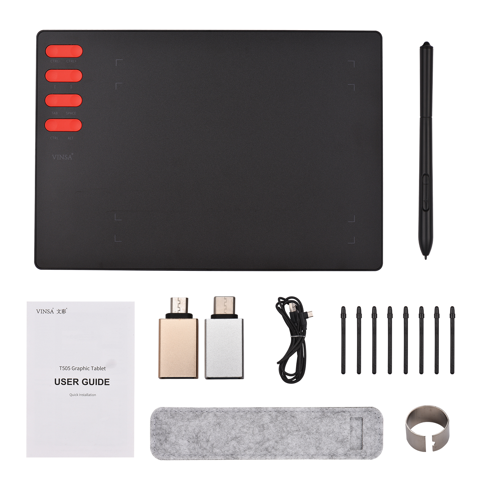 VINSA-T505-Graphics-Drawing-Tablet-Ultralight-Creation-With-Battery-free-Stylus-30-Pen-Nibs-8192-Lev-1951220-14