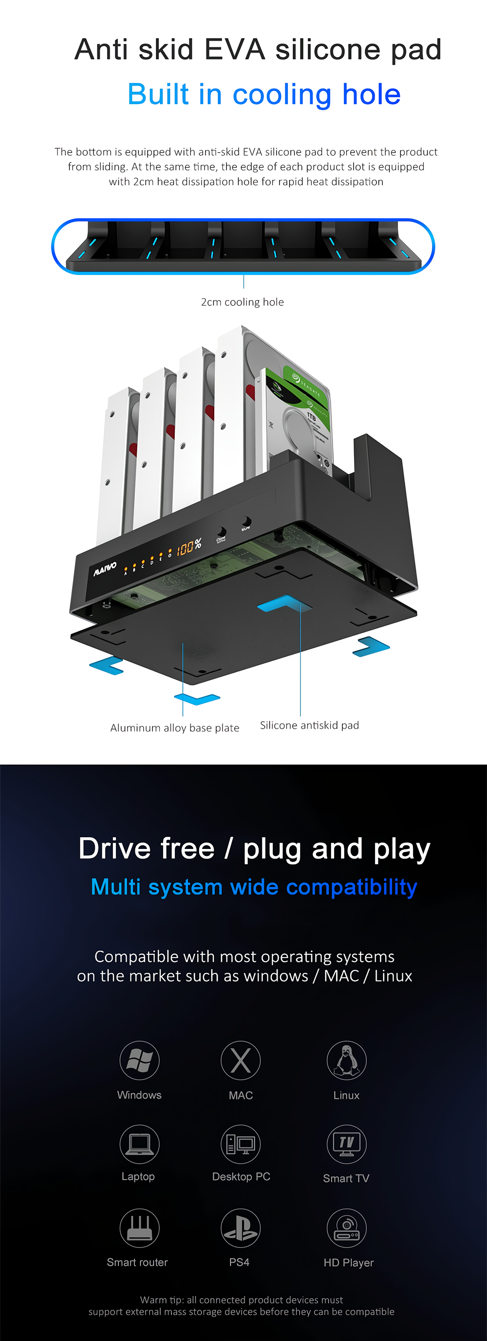 MAIWO-5-Bay-SATA-Hard-Drive-Docking-Station-25quot35quot-SSD-HDD-External-Duplicator-LED-Screen-Hard-1924156-5