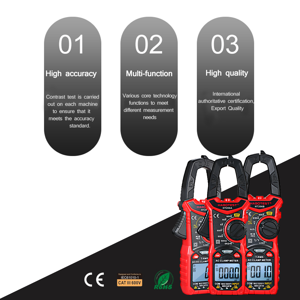 HT206AHT206BHT206D-ACDC-Digital-Clamp-Meter-for-Measuring-ACDC-Voltage--ACDC-Current-NCV-Clamp-Multi-1616483-6