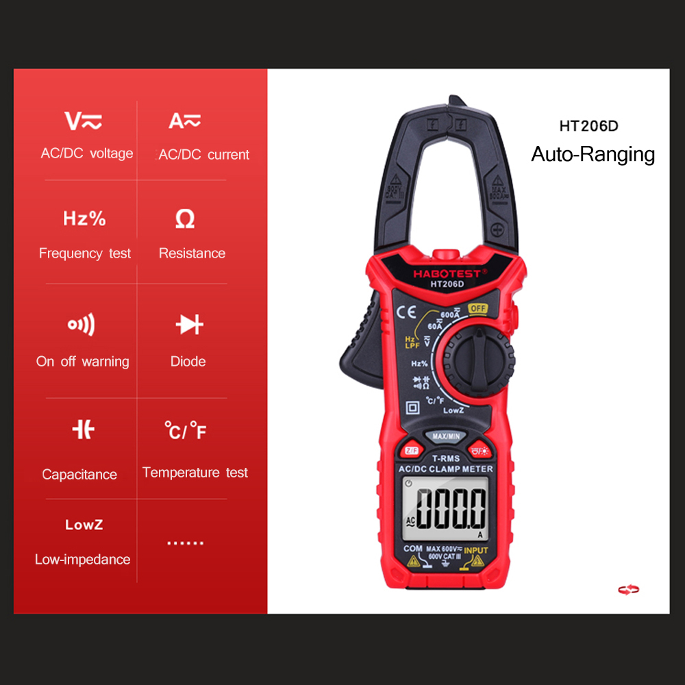 HT206AHT206BHT206D-ACDC-Digital-Clamp-Meter-for-Measuring-ACDC-Voltage--ACDC-Current-NCV-Clamp-Multi-1616483-8