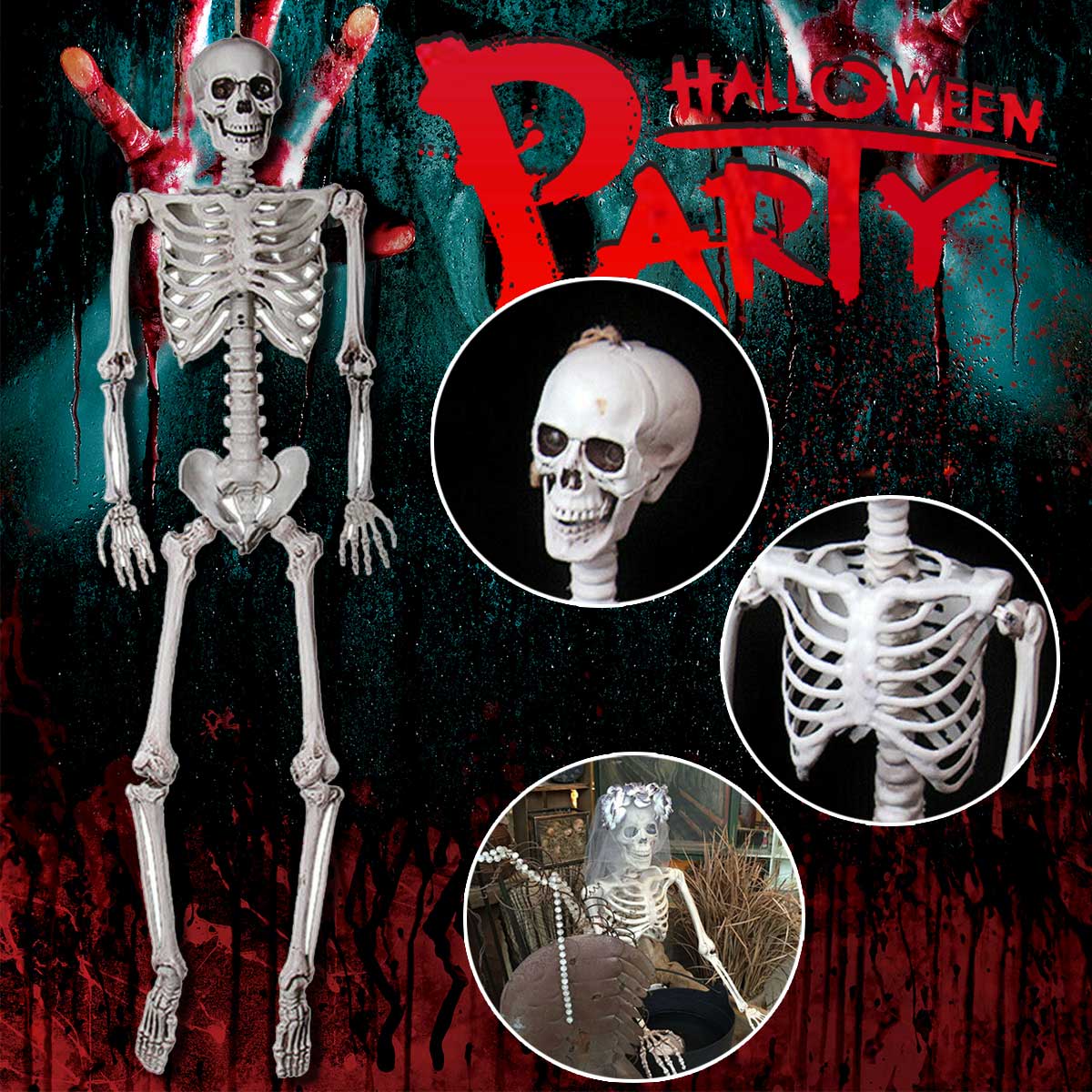 90cm-Human-Skeleton-Scary-Bones-Poseable-Hanging-Halloween-Prop-Party-Decorations-1573645-1