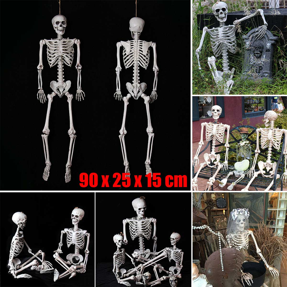 90cm-Human-Skeleton-Scary-Bones-Poseable-Hanging-Halloween-Prop-Party-Decorations-1573645-2