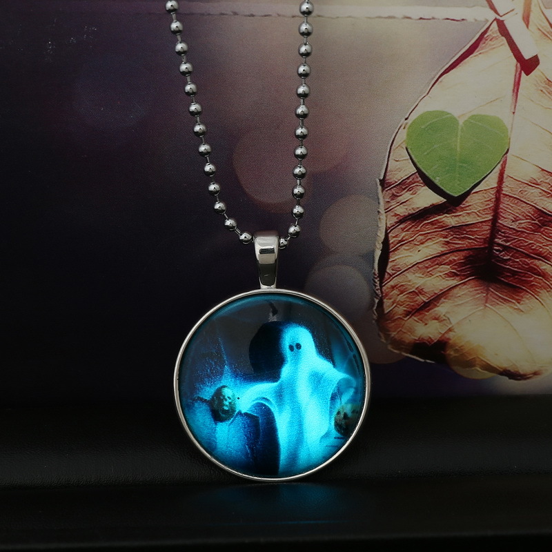 Halloween-Jewelry-Glowing-Black-Animal-Magic-Pendant-Stainless-Steel-Chain-Necklace-1330959-5