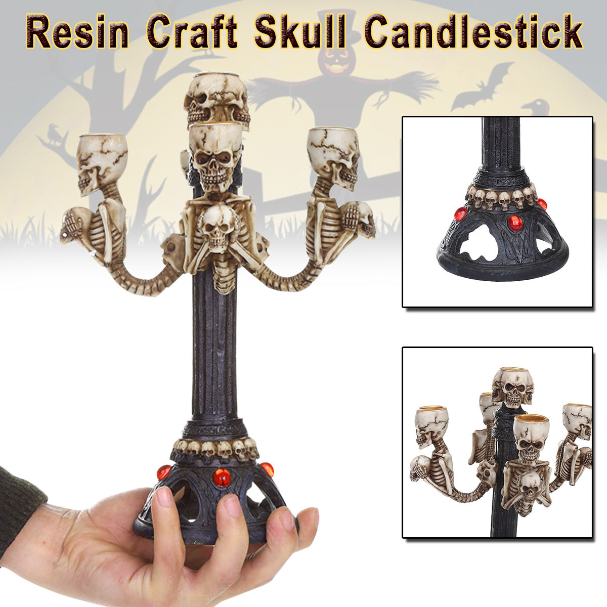 Resin-Craft-Statues-Skull-Candlestick-Creative-Figurines-Sculpture-Decorations-1348242-1