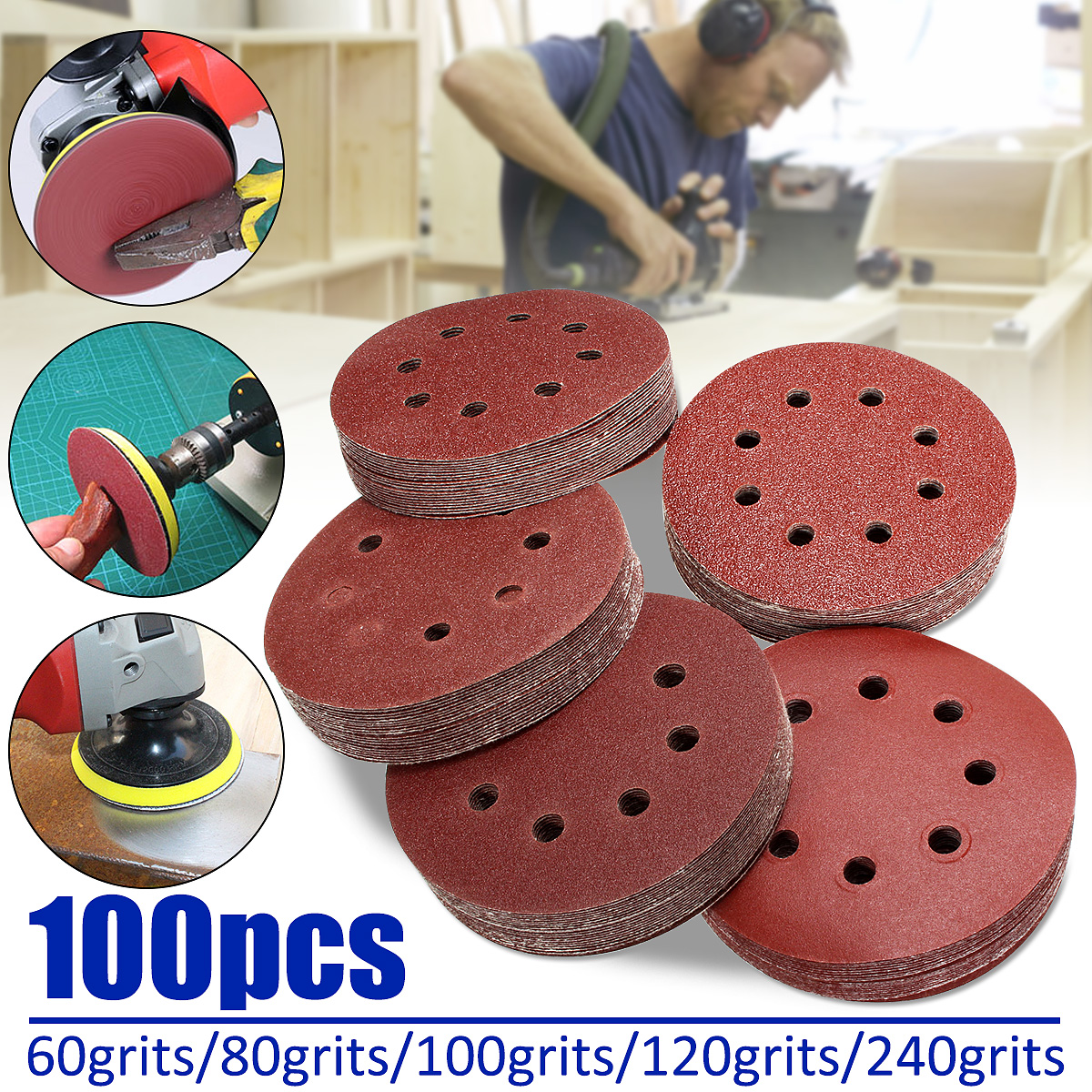 100Pcs-125mm-8-Holes-Abrasive-Sand-Discs-6080100120240-Grit-Sanding-Papers-1922539-1