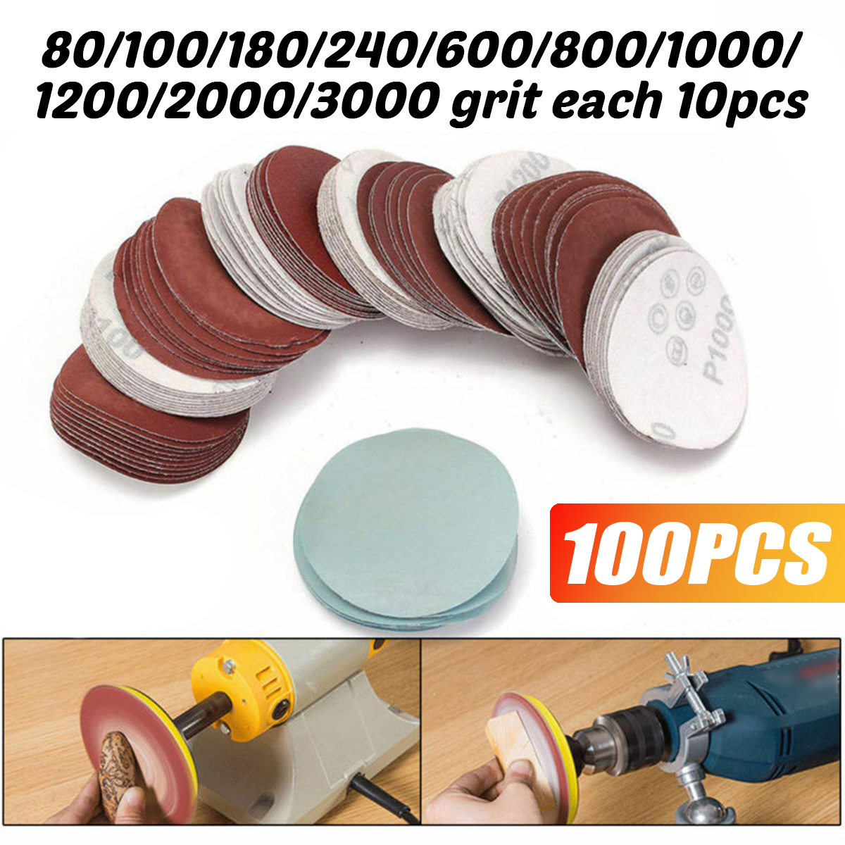 100pcs-80-3000-Grit-Sanding-Sheets-Discs-Sandpaper-Pad-Grinding-Polishing-Tool-1710357-1