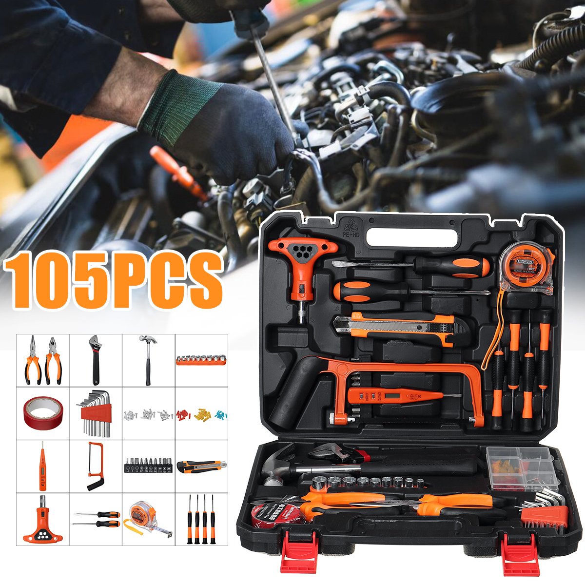 105Pcs-Hardware-Tools-Kit-Screwdriver-Wrench-w-Storage-Box-Applied-To-Home-Outdoors-Car-1708391-1