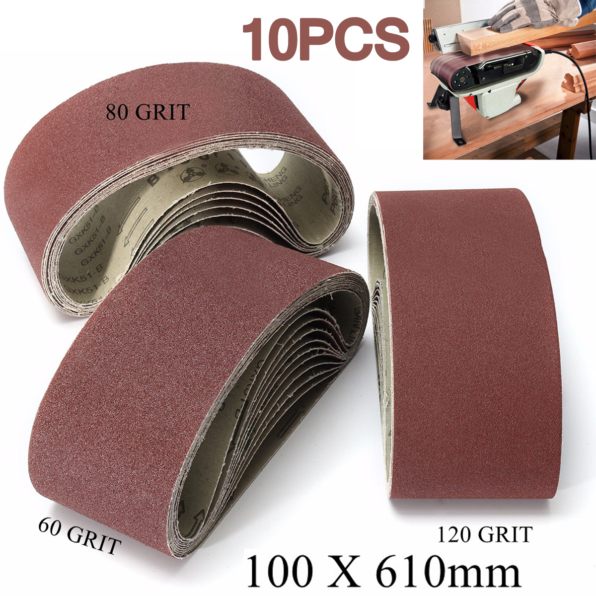 10pcs-100-x-610mm-Sanding-Belts-40-120-Grit-Aluminium-Oxide-for-Sander-1731664-1