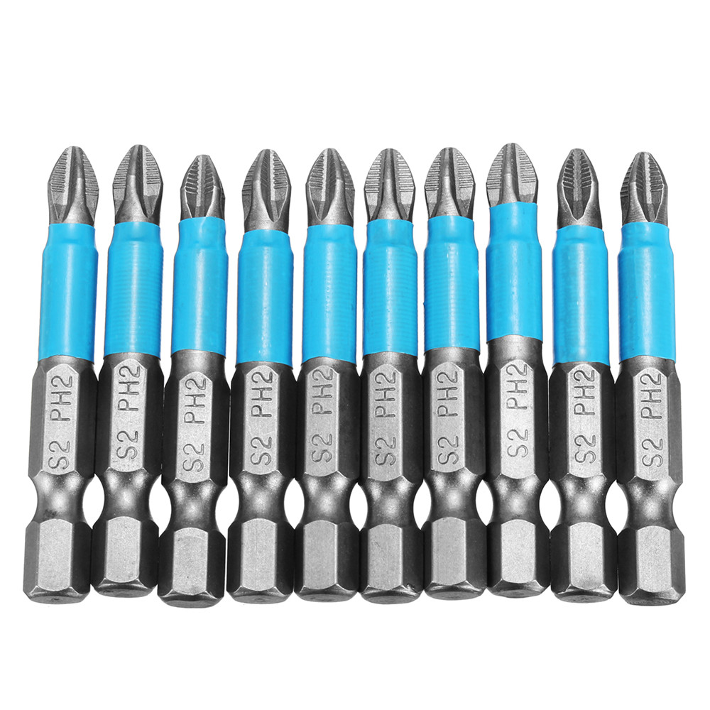 10pcs-14-Inch-Hex-Shank-Anti-Slip-PH2-Phillips-Magnetic-Impact-Screwdriver-Drill-Bits-1206289-1