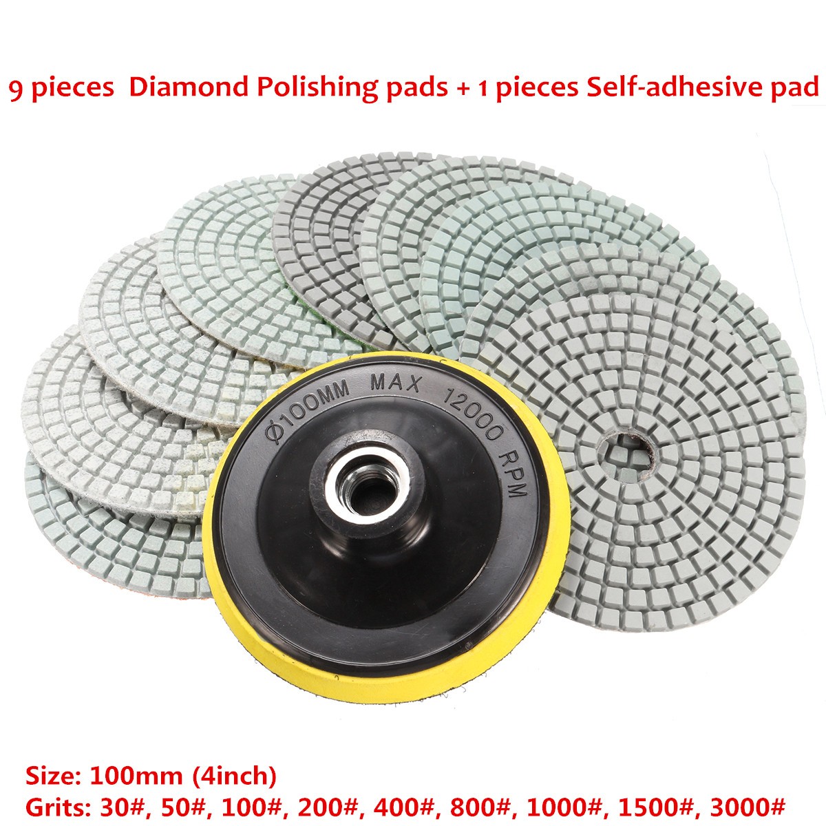 10pcs-4-Inch-30-to-3000-Grit-Diamond-Polishing-Pads-Set-for-Granite-Concrete-Marble-1078283-3