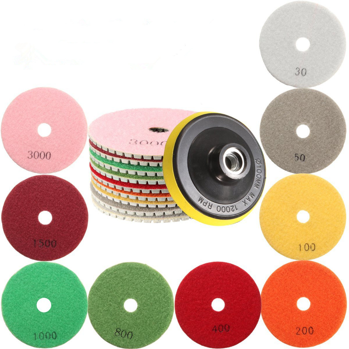 10pcs-4-Inch-30-to-3000-Grit-Diamond-Polishing-Pads-Set-for-Granite-Concrete-Marble-1078283-4