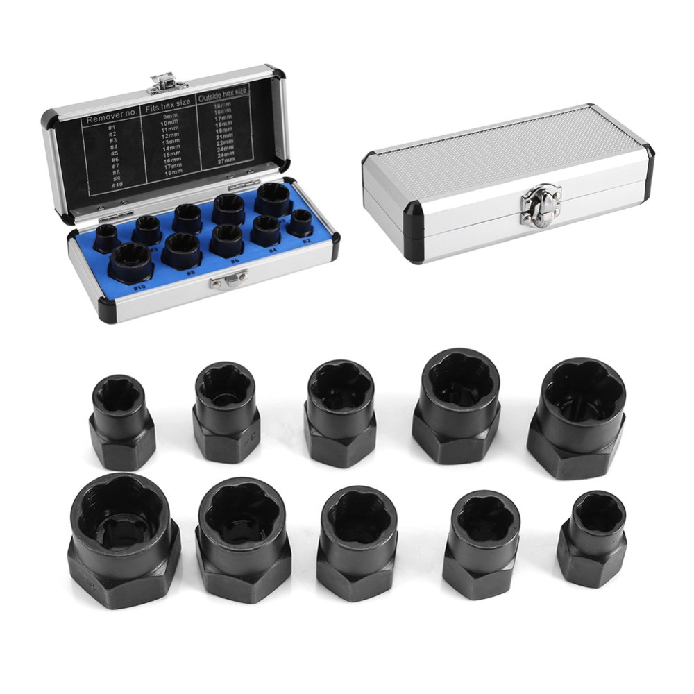 10pcs-9-19mm-Extractor-Damaged-Nut-Bolt-Remover-Removal-Tools-Set-Threading-Tool-Chromium-Car-Garage-1921928-1