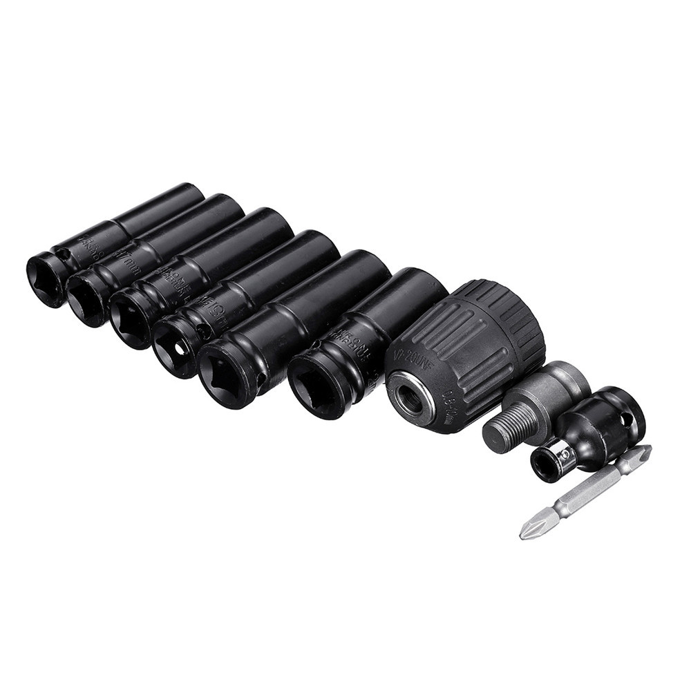 10pcs-Air-Impact-Socket-Wrench-Set-12-Inch-Square-Drive-Metric-Drill-Chuck-Adapter-1441860-3