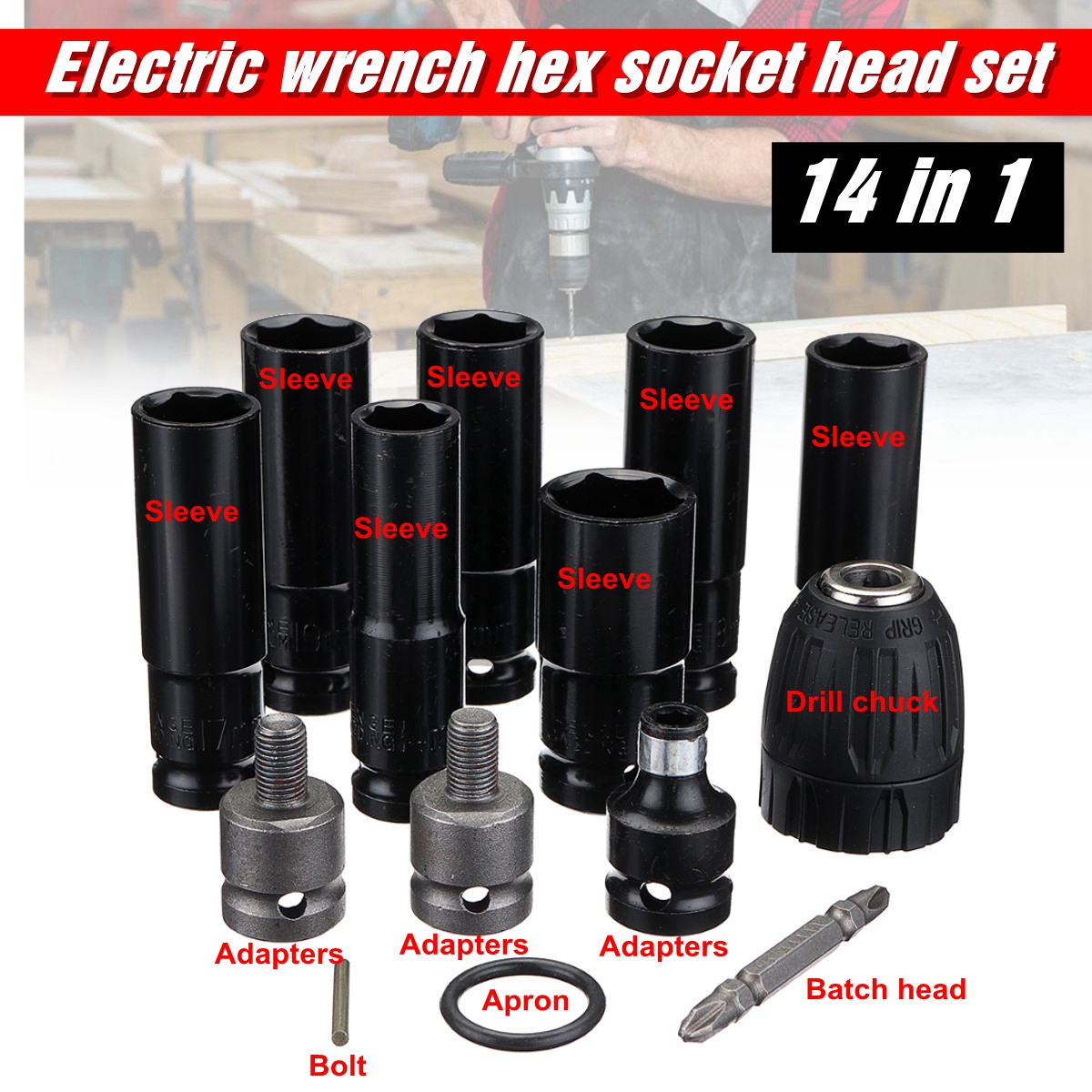 10pcs-Electric-Wrench-Screwdriver-Hex-Socket-Head-Kits-Set-for-Impact-Wrench-Drill-1574997-1