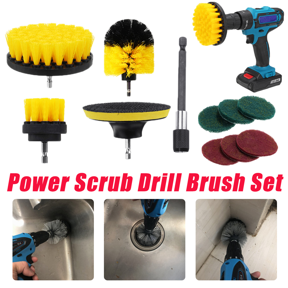 11Pcs-Electric-Drill-Cleaning-Brush-with-Sponge-and-Extend-Attachment-Tile-Grout-Power-Scrubber-Tub--1522852-1