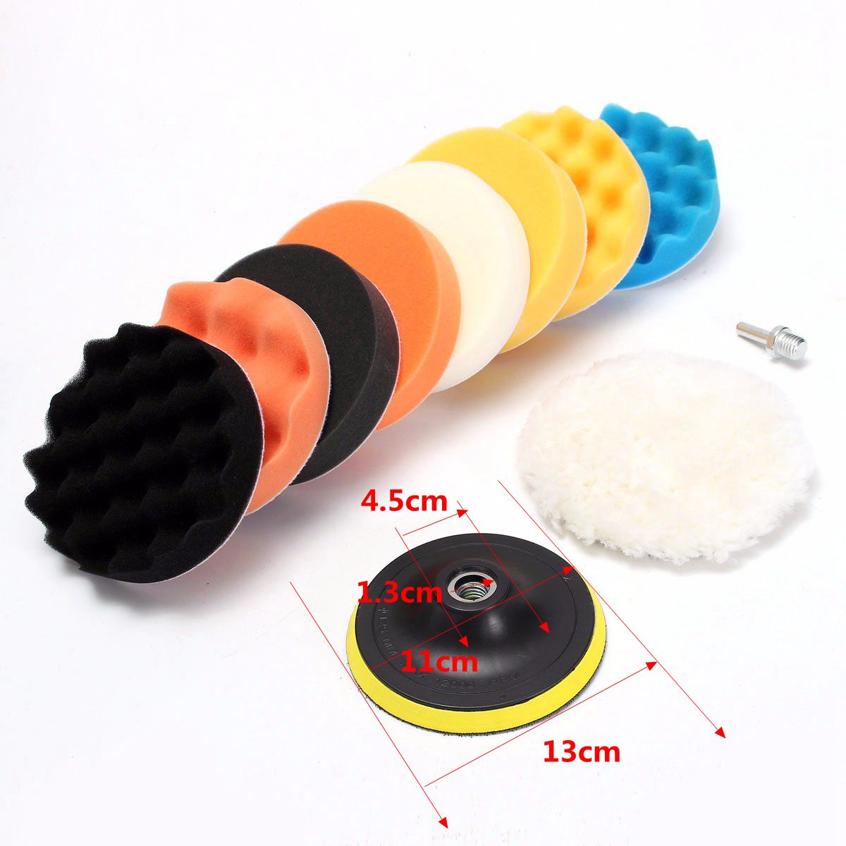 11pcs-5-Inch-Sponge-Buffing-Polishing-Waxing-Pad-Kit-for-Polisher-Drill-Adapter-1637638-8