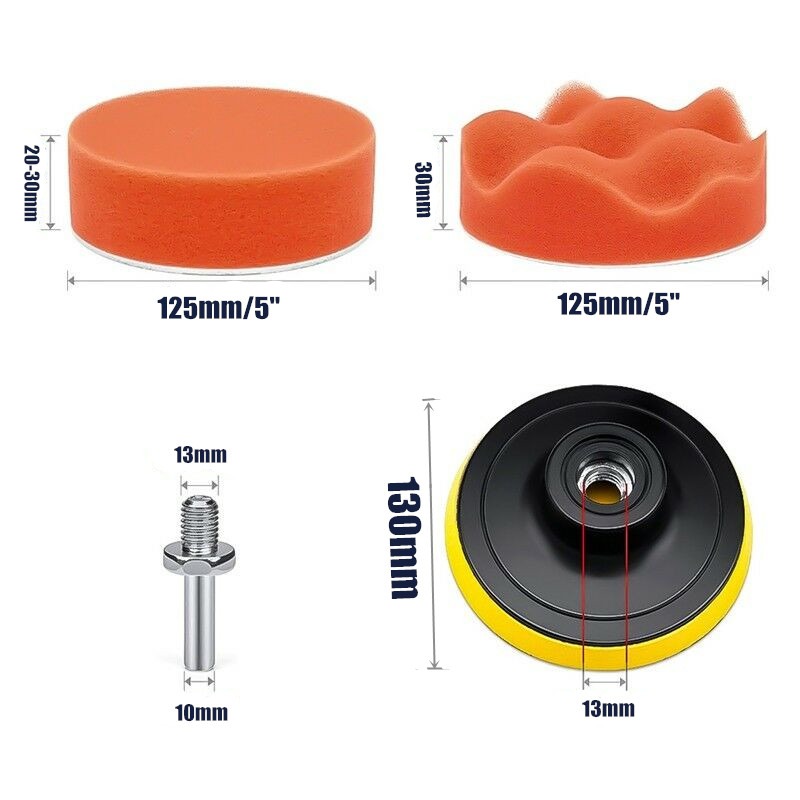 11pcs-5-Inch-Sponge-Buffing-Polishing-Waxing-Pad-Kit-for-Polisher-Drill-Adapter-1637638-9