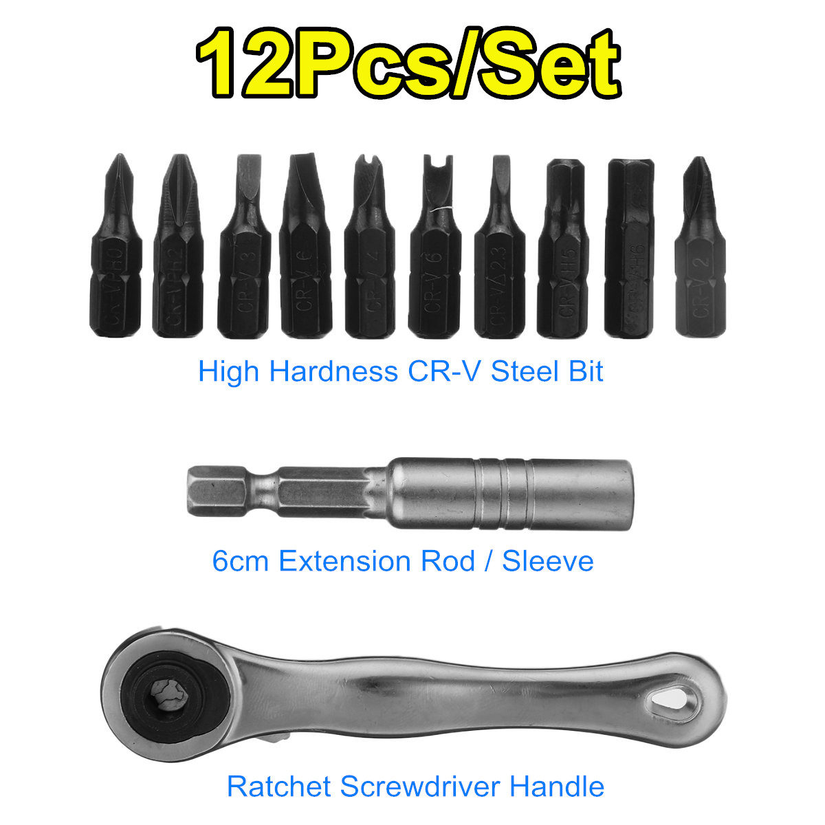 12pcs-Multipurpose-Ratchet-Screwdriver-Handle-Screwdriver-Bits-Repair-Tool-Kit-1716977-3