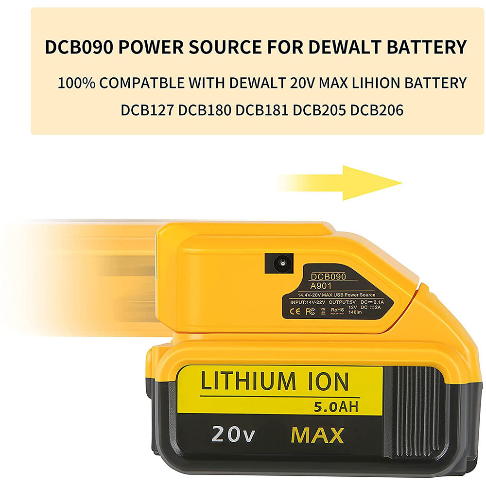140-Lumens-LED-Work-Light-for-Dewalt-144V18V20V-Lithium-Battery-with-2-USB-Ports-DC12V-Output-1892322-5
