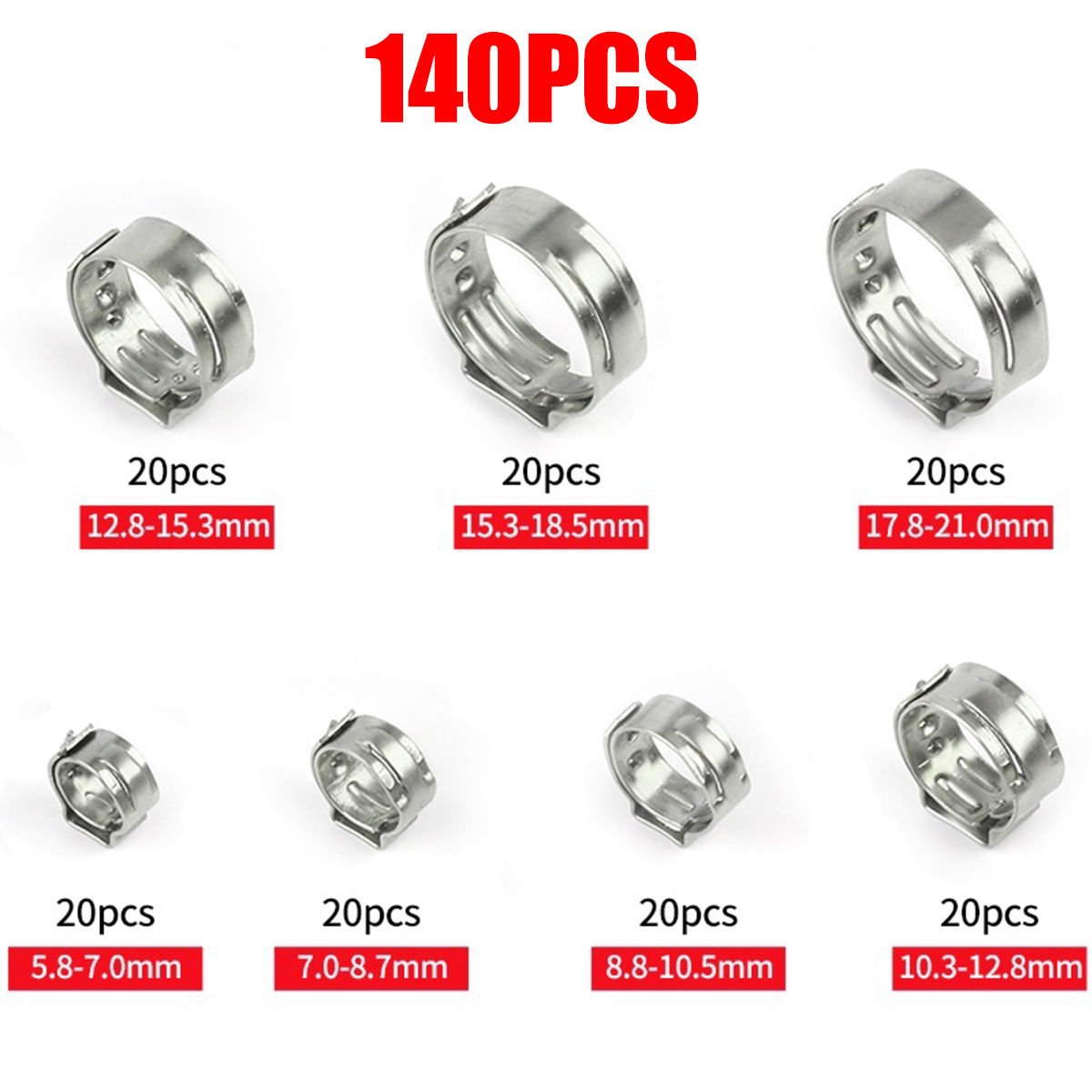 140PcsSet-Hose-Clamp-Stainless-Steel-Fuel-Pipe-Tube-Clips-Crimping-Tool-58-21mm-1730009-5