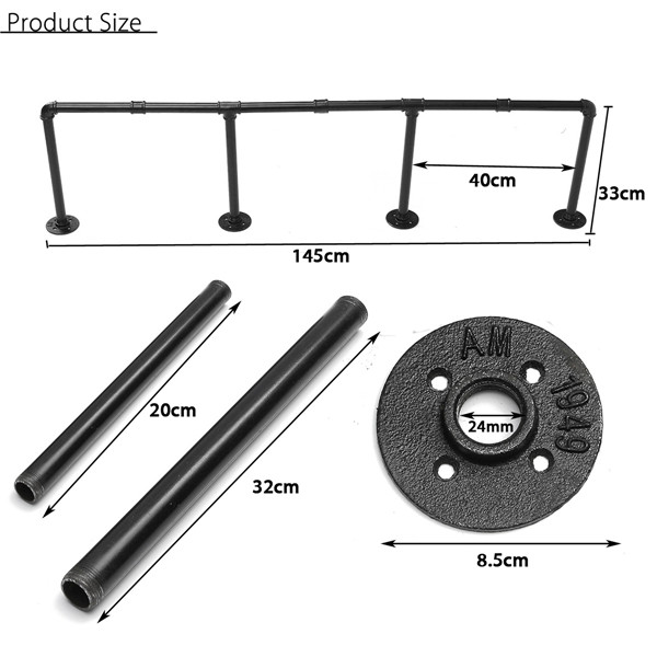 145cm-Height-Iron-Pipe-Shelf-Retro-Design-Black-Iron-Pipe-Wall-Mount-Shelf-Shelving-Tool-1268403-1