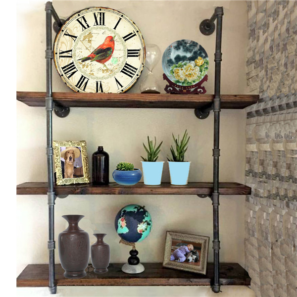 145cm-Height-Iron-Pipe-Shelf-Retro-Design-Black-Iron-Pipe-Wall-Mount-Shelf-Shelving-Tool-1268403-10