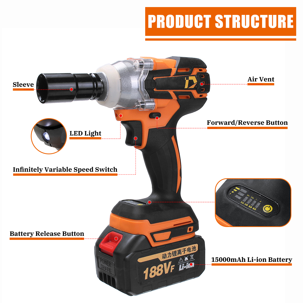 188VF-380Nm-12quot-Brushless-Cordless-Electric-Impact-Wrench-15000mAH-2x-Battery-1573435-2
