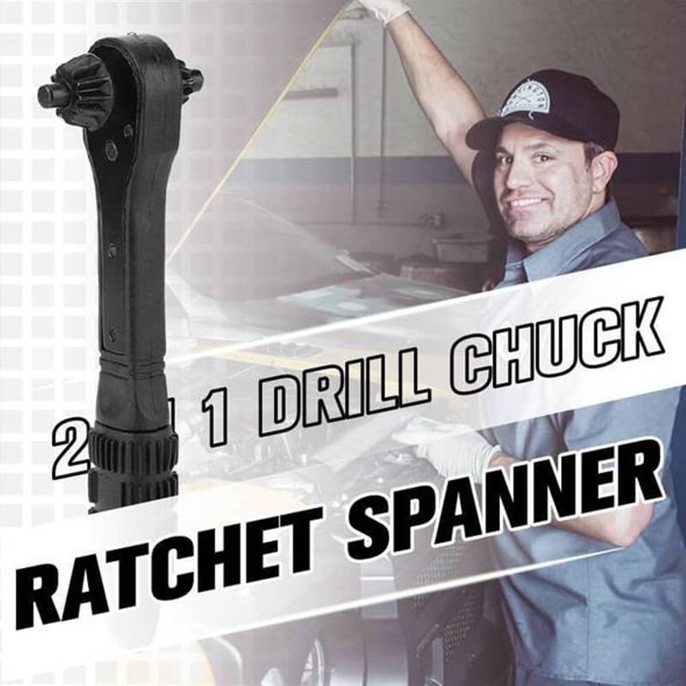 2-in-1-Drill-Chuck-Ratchet-Spanner-Combination-Wrench-127mm-175mm-Key-Ratchet-Wrench-1917775-2