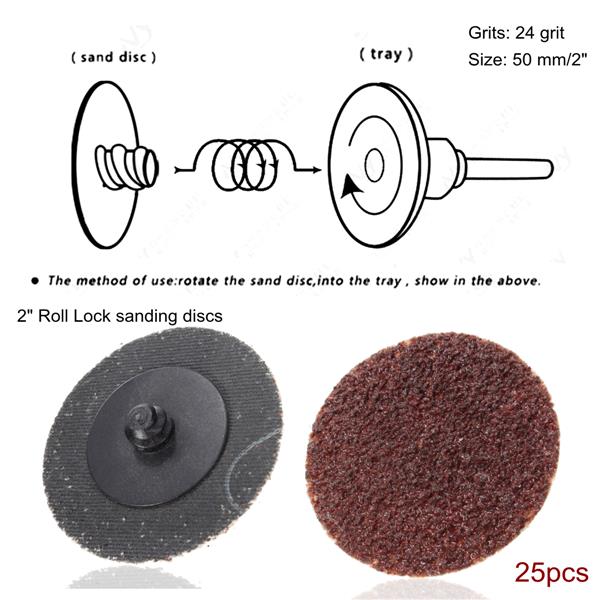 25pcs-24-Grit-2-Inch-R-Type-Abrasive-Sanding-Discs-Roll-Lock-Sanding-Pads-1097462-2