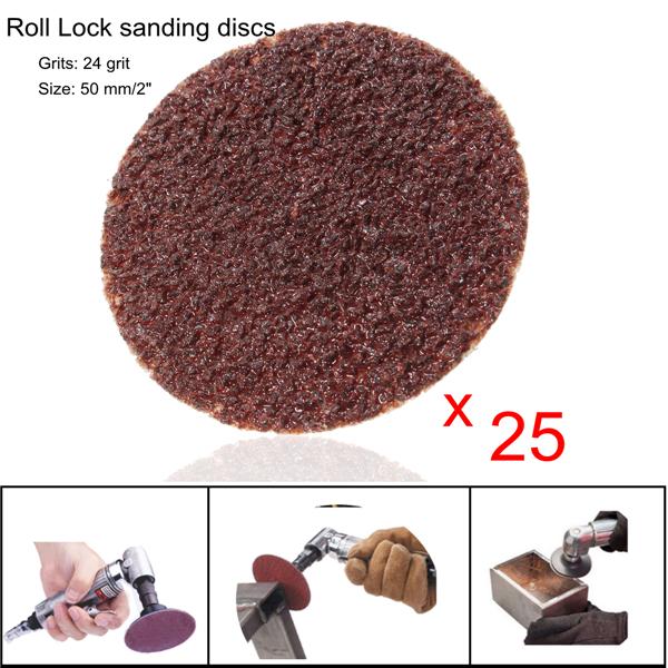 25pcs-24-Grit-2-Inch-R-Type-Abrasive-Sanding-Discs-Roll-Lock-Sanding-Pads-1097462-3