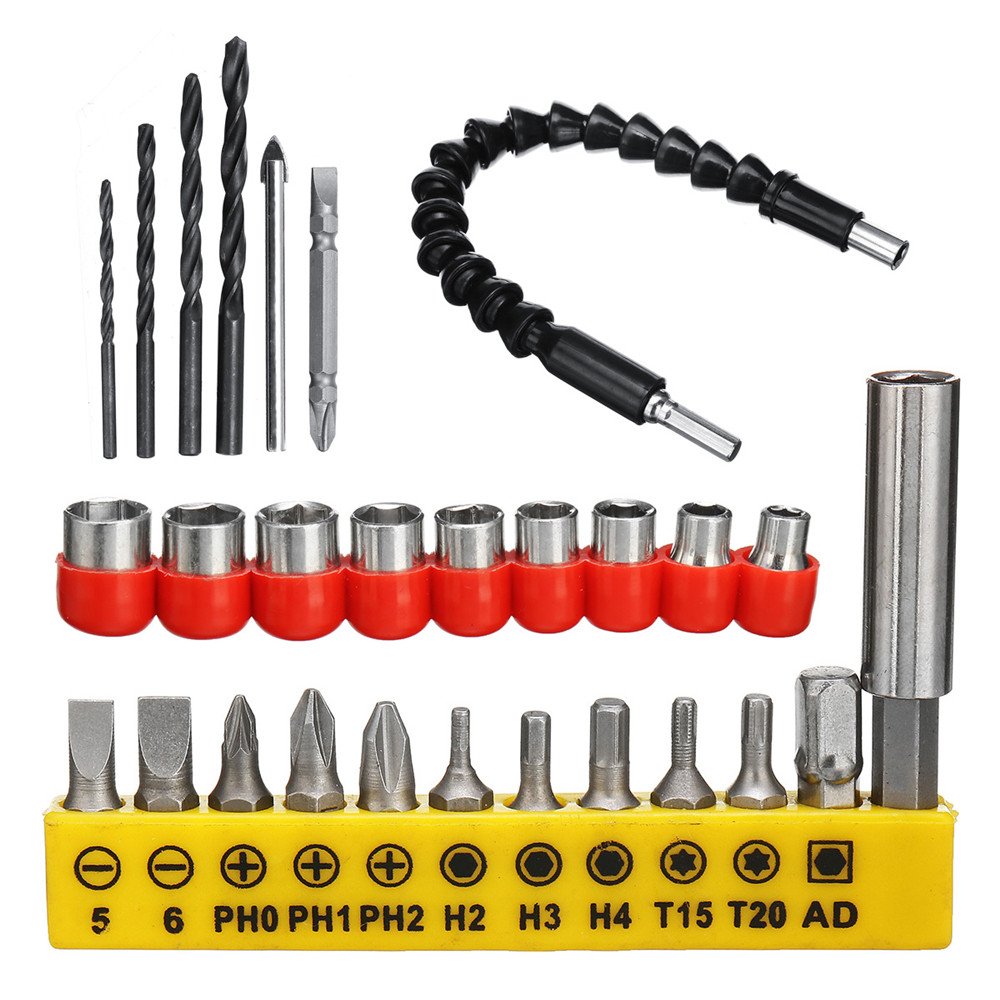 28pcs-Drill-Bits-Set-Including-18pcs-Screwdriver-Bit-9pcs-Screw-Extractor-1pc-Shaft-Drill-1418461-1