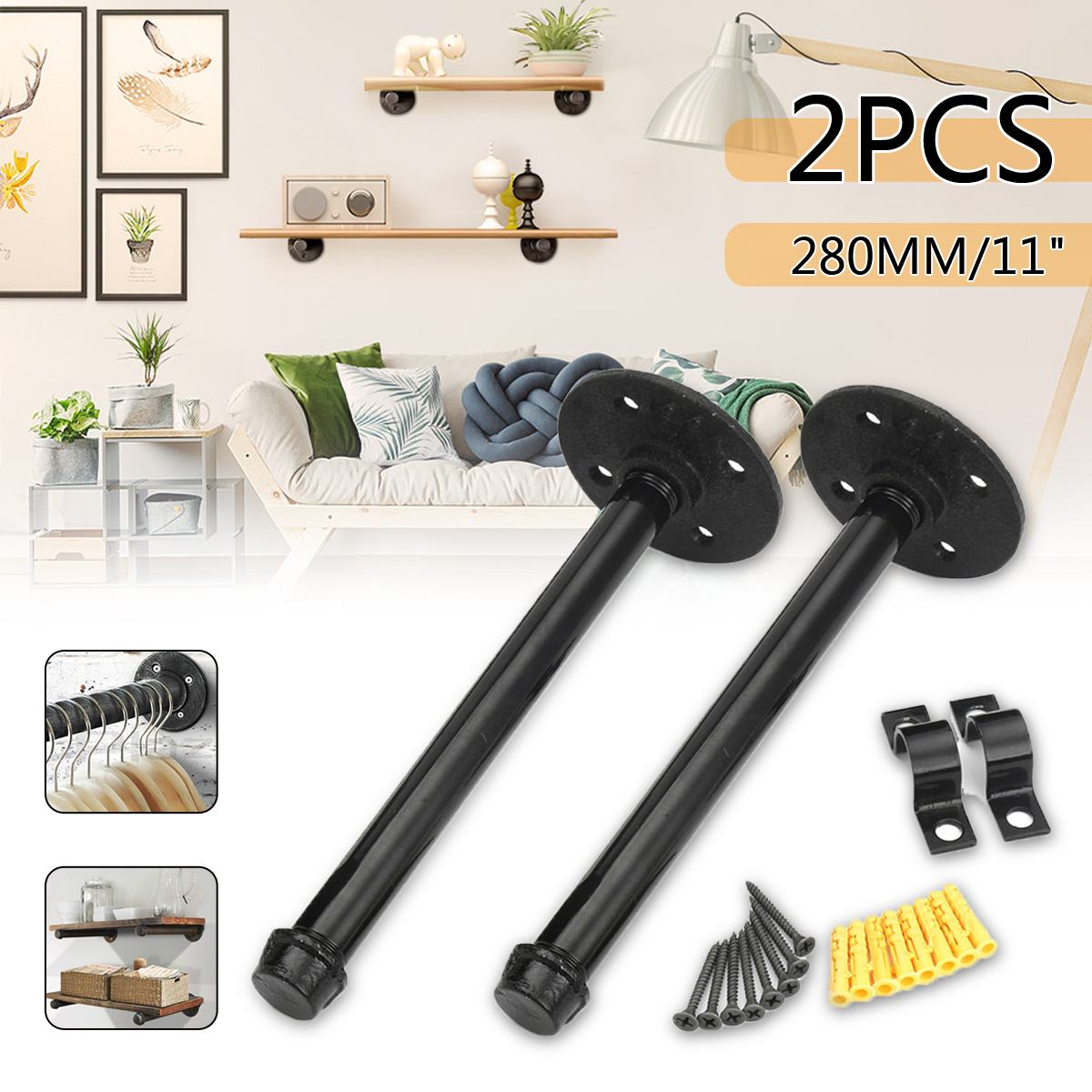 2Pcs-11-Inch-Vintage-Retro-Iron-Industrial-Pipe-Shelf-Bracket-Holder-Home-Decorations-1576696-1