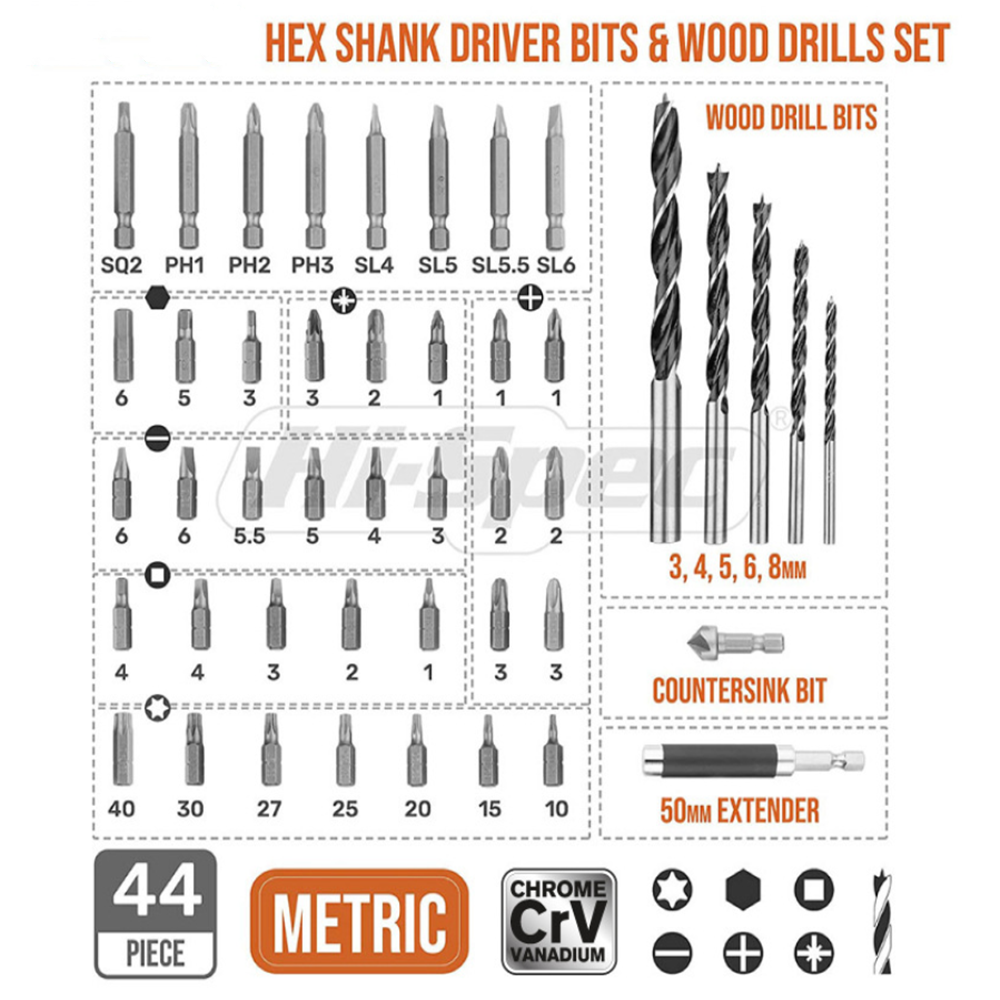 44pcs-Wood-Masonary-Drill-Set-Chrome-Vanadium-Steel-Screwdriver-Bits-Power-Drilling-Tools-Repair-Han-1926551-4