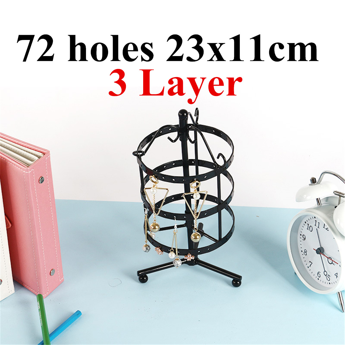 72-Holes-3-Layer-Metal-Earrings-Rotating-Display-Rack-Jewelry-Organizer-Holder-Tools-Kit-1590307-2