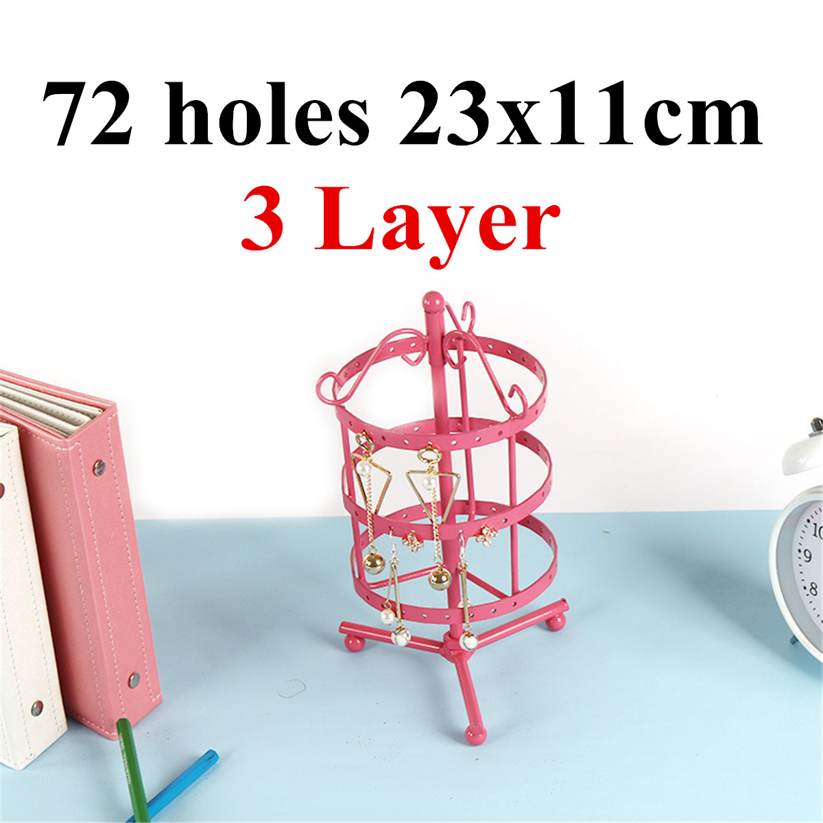 72-Holes-3-Layer-Metal-Earrings-Rotating-Display-Rack-Jewelry-Organizer-Holder-Tools-Kit-1590307-4
