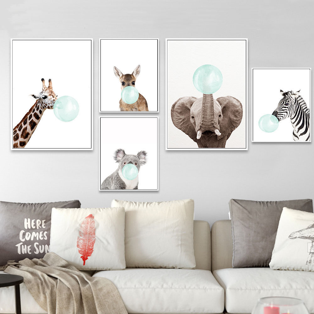 Animal-Canvas-Funny-Poster-Deer-Koala-Elephant-Baby-Art-Print-Kid-Bedroom-Decor-1739331-1