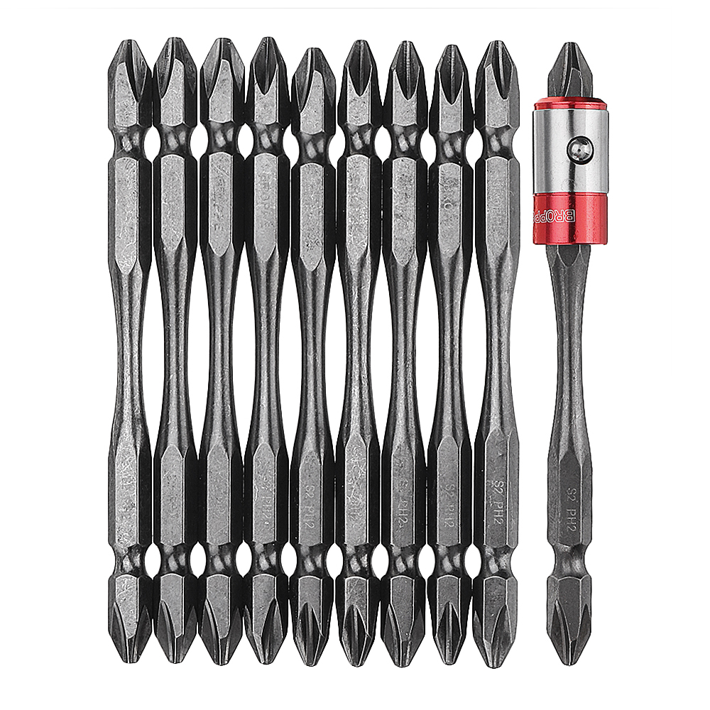 BROPPE-11Pcs-100mm-PH2-S2-Alloy-Steel-Magnetic-Double-Head-Electric-Screwdriver-Bit-Set-with-B-Type--1526483-1