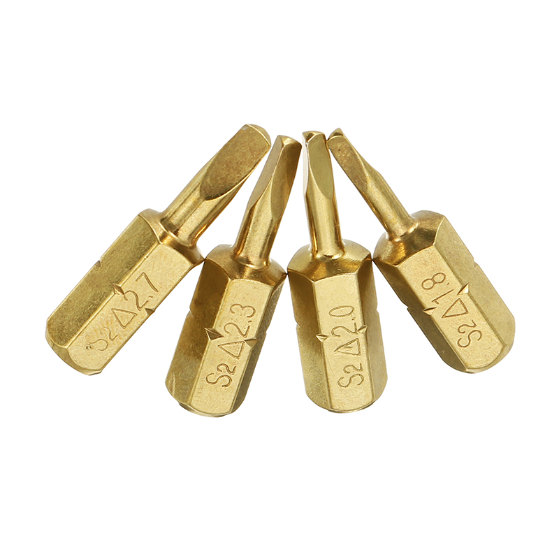 Broppe-4pcs-25mm-18-27mm-Triangle-Shaped-Screwdriver-Bits-14-Inch-Hex-Shank-Electroplating-Bronze-1212805-3