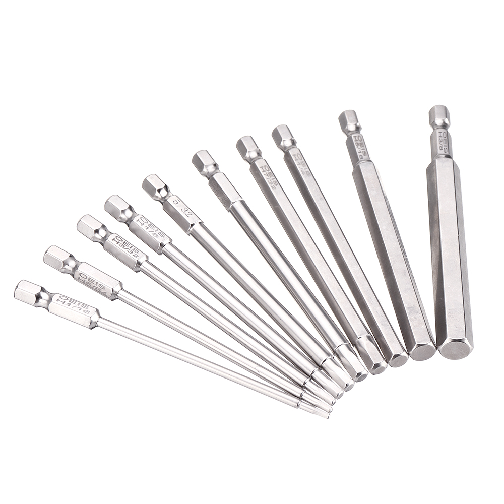 Drillpro-10Pcs-100mm-14-Inch-Shank-S2-Steel-SAE-Hex-Head-Allen-Wrench-Screwdriver-Bit-Drill-Bit-Set-1624379-3