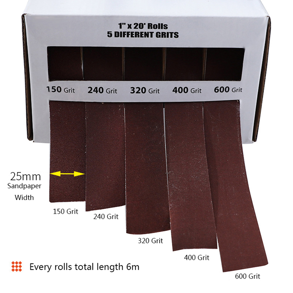 Drillpro-5Pcs-Drawable-Sandpaper-Rolls-25mmx6m-Boxed-Assorted-Abrasive-Sandpaper-Rolls-For-Wood-Turn-1730544-2