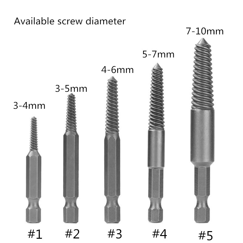 Drillpro-5Pcs-Hex-Shank-CoarseFine-Teeth-Damaged-Bolt-Remover-Screw-Extractor-Drill-Bit-Guide-Broken-1592525-5