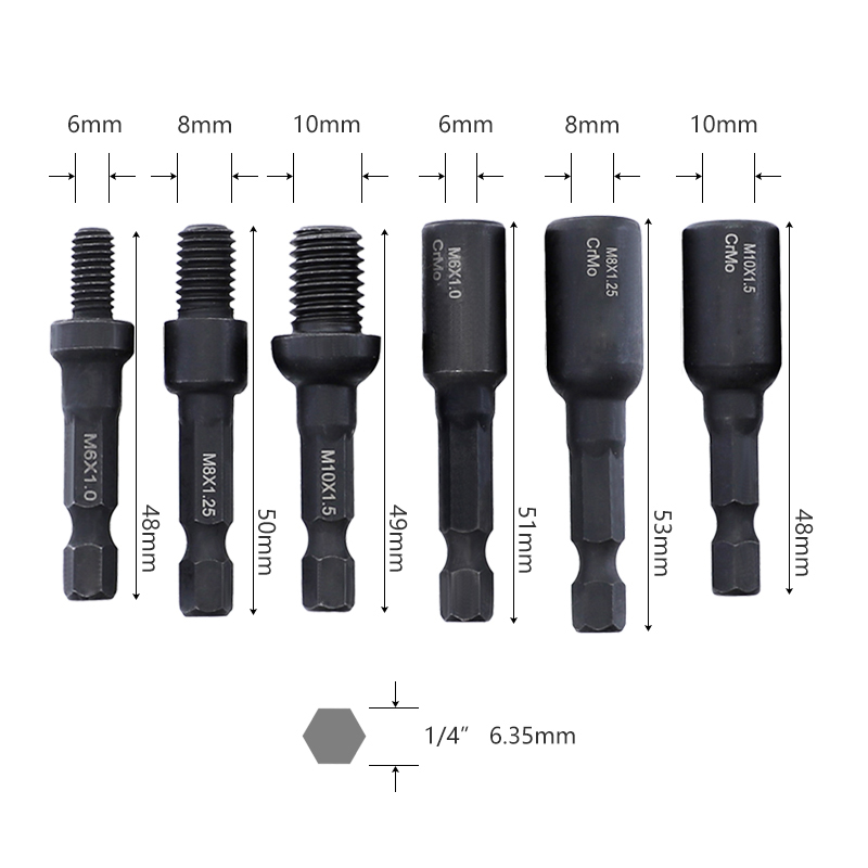 Drillpro-Self-Tapping-Socket-Adapter-for-6mm8mm10mm-Insert-Nuts-or-Hanger-Bolt-Power-Drill-Tools-14--1608140-5