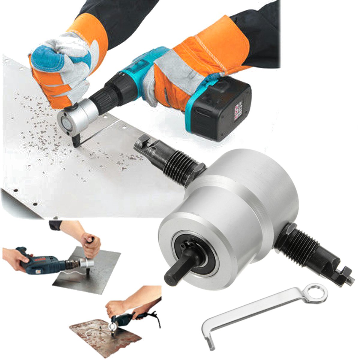 Drillpro-YT-160A-Double-Head-Sheet-Metal-Nibbler-Cutter-With-Metal-Box-Drill-Attachment-Metal-Sheet--1531537-14
